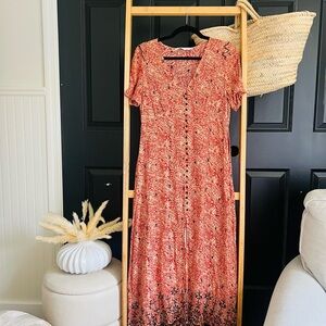 Zara Res and Black Maxi Dress. Size M